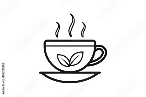 morning herbal tea icon precise oval rim