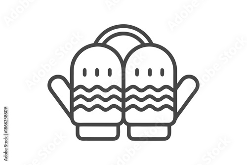 cozy mittens with palm curve icon