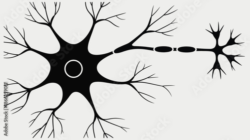 Neuron vector icon showing human brain cell structure, neuron connections, and flat design symbol, ideal for scientific illustrations,
