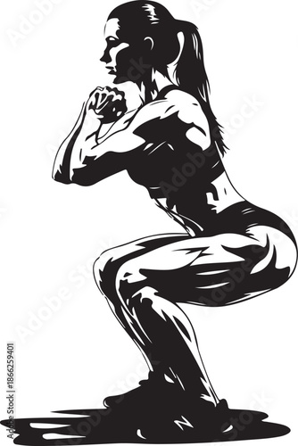 Powerful Woman Squat Exercise Silhouette

Female Fitness Training Squat Pose Illustration

Strong Athletic Woman Workout Silhouette Art