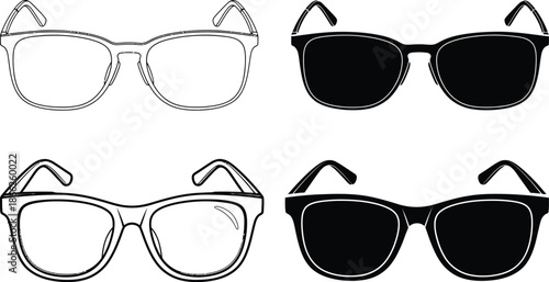 Featuring Four Pairs of Glasses, Two Clear and Two Opaque
