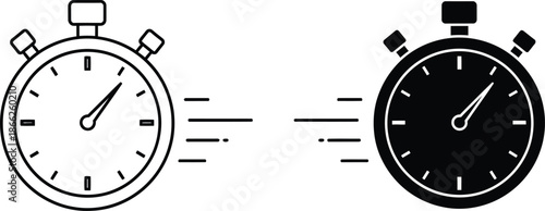 Illustration of Delivery Truck Icons One Solid Black, One Outline Style Vehicle