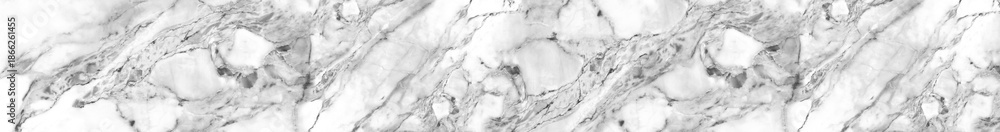 Fototapeta premium Classic white marble texture with grey veins in panoramic format for interior design