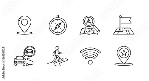 Navigation and travel icons
