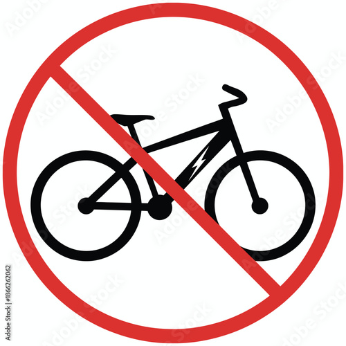 No e-bike parking icon showing electric bike prohibition in this area, flat vector design ideal for traffic signs, pedestrian zones, safety awareness, and urban mobility projects.