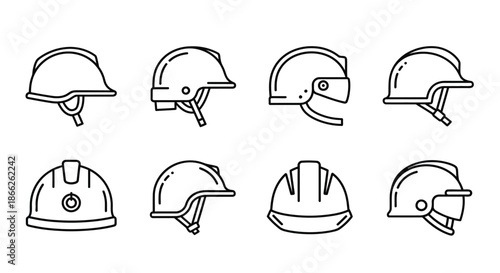 Various types of safety helmets