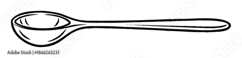 Simple black and white handdrawn spoon graphic ideal for culinary applications food related projects and various kitchen themed media presentations and web content