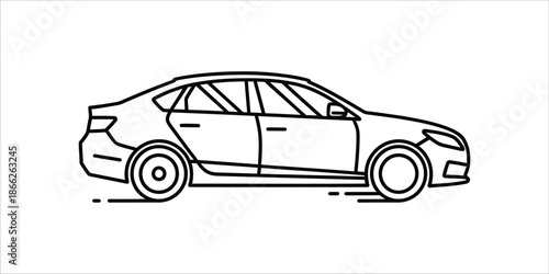 Simple sedan car outline icon for transportation and vehicle designs