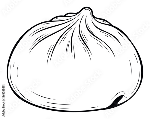 Classic hand drawn steamed bun or baozi ready for a delicious meal, perfect for food blogs, restaurant menus, or Asian cuisine promotions