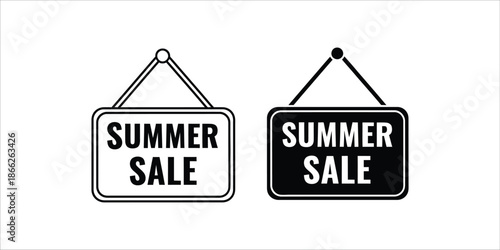Colorful summer sale hanging sign graphic for promotions and discounts