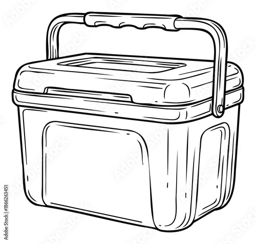 Sturdy portable insulated cooler box featuring a comfortable top handle, perfect for keeping food and beverages cold during picnics, beach trips, and camping adventures