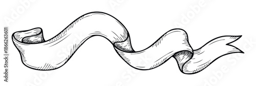 Hand drawn decorative flowing ribbon for a vintage announcement or a label design providing an elegant frame for various graphic messages.