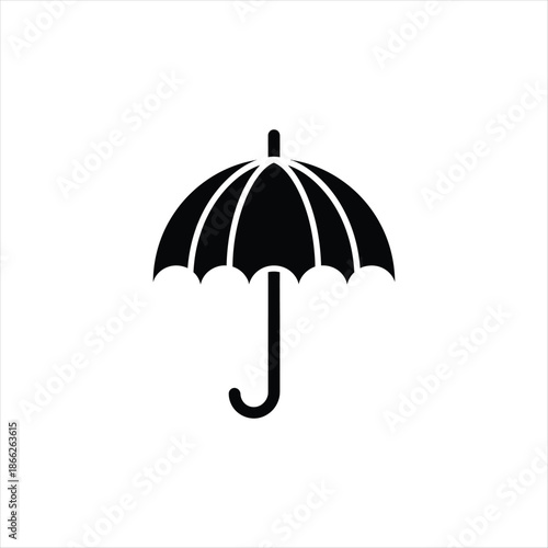 Simple vector icon of an umbrella offering protection from the rain