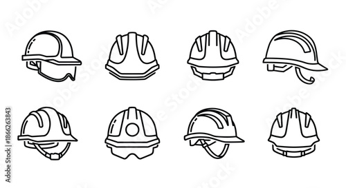 Various types of safety helmets