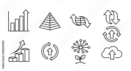 Set of business and growth icons