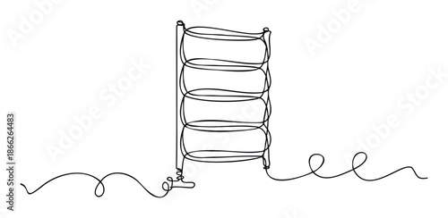 Modern one line drawing representing an elegant simple rack or multilevel shelf ideal for various product designs, interior decor concepts, and visual communication projects
