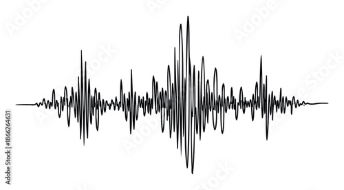 Dynamic visual representation of a sound wave or heartbeat rhythm, perfect for music production, audio engineering, scientific data visualization, and medical technology concepts.