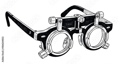 Essential optometry equipment trial frame for vision testing and eye examination procedures suitable for ophthalmology clinic marketing materials or medical education content