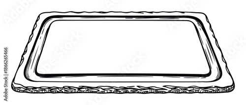 Black outline hand drawn rectangular frame with a textured wavy edge perfect for rustic signs, menu designs, and creative label templates