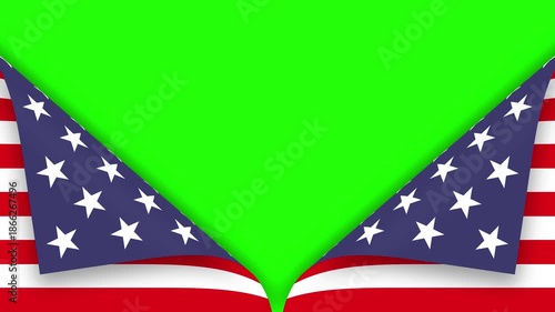 United States flag transition on a green screen background