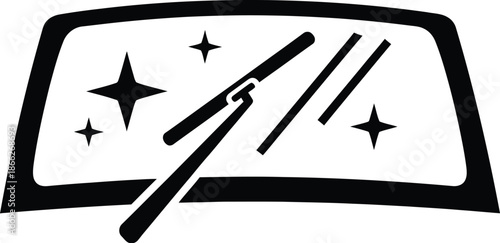 Car windshield wiper in action.