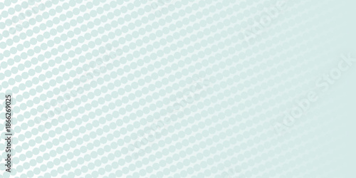 Abstract geometric light mint green background with halftone effect. Mesh of random circles. Guilloche elements, grid vector. Dot white gray wave light technology texture background ..