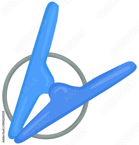 シンプルな青色の洗濯バサミのイラスト ベクター素材