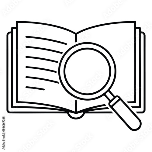 Reading Search Icon Vector | Book Document with Magnifier Solid Pixel Perfect