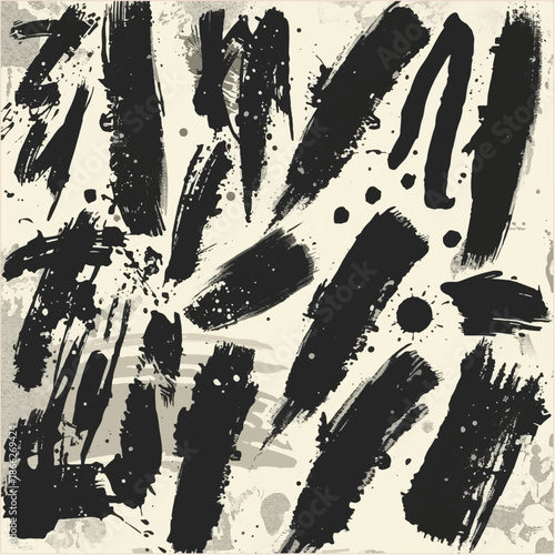 set of hand drawn ink splashes