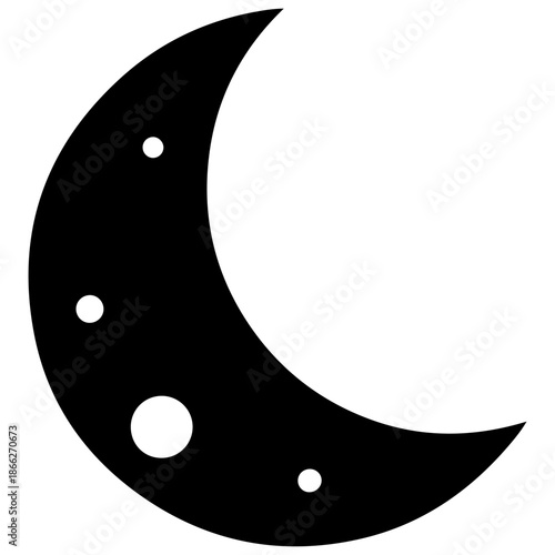 Crescent Moon Icon with Stars.