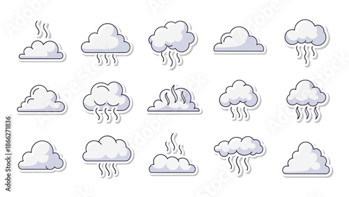 Clouds with rain and steam.