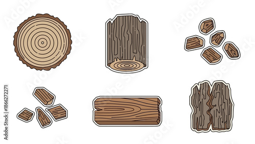 Wooden Plank And Log Pieces.