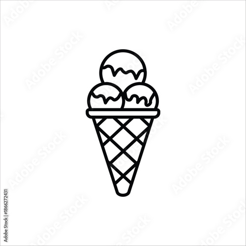 Ice Cream icon. Ice cream cone and ice cream scoop cup symbol. Vector illustration for web design. Isolated on white background.