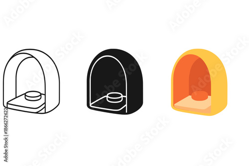 Minimalist Meditation Pod. Minimalist meditation pod with smooth curved walls and soft interior lighting, first in line style with