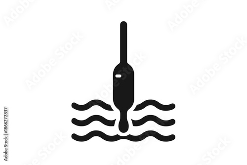 Hydrometer Wave Design. Solid style icon of a hydrometer creating wave patterns in liquid, representing proofing hydrometer dance,