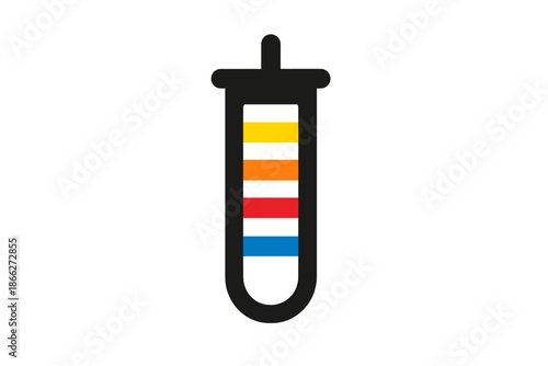 Chromatography Art Icon. Solid style icon of a chromatography strip with colorful separation bands, representing congener
