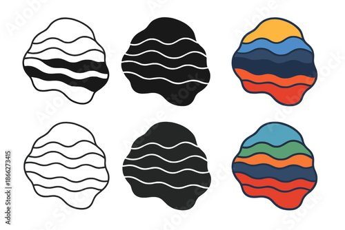 Abstract Memory Patterns. Abstract memory patterns emerging from dark peat layers, abstract minimal vector illustration, first in