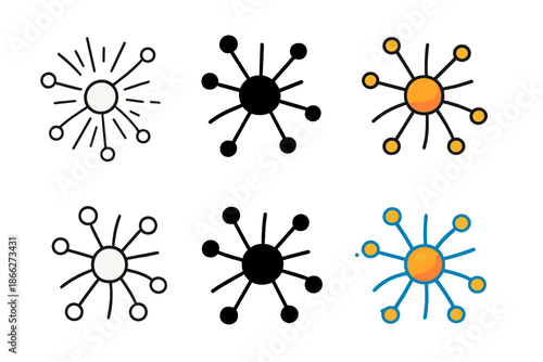 Fungal Intelligence Web Visualization. Fungal intelligence web with radiant nodes and connecting threads, clean minimal vector