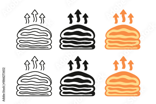 Pastry Layers Exploding. Cross-section of pastry layers expanding in oven heat, clear distinction between butter and dough strata,