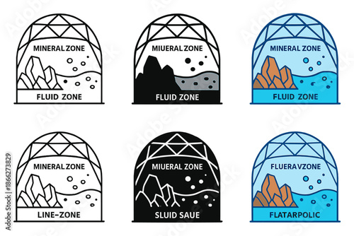 Futuristic Habitat Design. Conceptual design of synthetic extremophile habitat dome combining mineral and fluid zones, futuristic