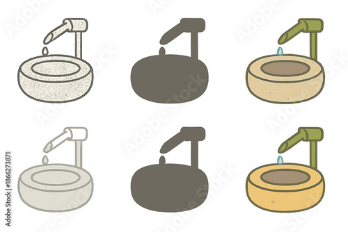 Tsukubai Stone Patterns. Stone texture pattern forming elegant outline of tsukubai, subtle balance of tradition and simplicity,