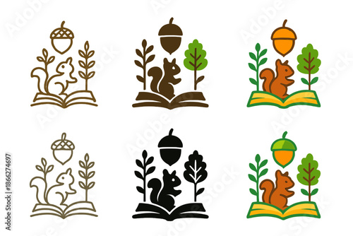 Squirrel Acorn Book. Squirrel Acorn Book, elegant forest design symbolizing curiosity, growth, and wisdom through nature, first in