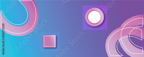 Immersive Gradient Abstraction with Radiant Ultraviolet Tones, Soft Flowing Bends, and a Sleek Circle and Square Empty Background for Contemporary Digital Shadow Design
