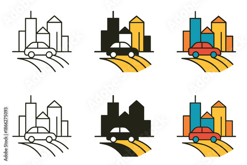 Abstract Urban Harmony. Car City Roof, abstract urban harmony combining balance, architecture, and motion in clean geometry, first