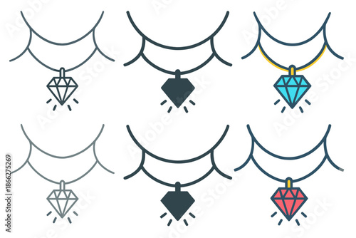 Stylish Diamond Jewelry. Diamond pendant hanging from short chain around neck contour, subtle light beam, first in line style with