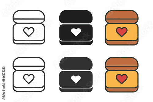 Heart Emblem Jewelry Box. Closed jewelry box with small heart emblem symbolizing promise, neat geometric balance, first in line