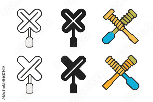 Screws and Silhouettes. Two screws forming X and – shapes above screwdriver silhouette, visual contrast of Phillips and slot,