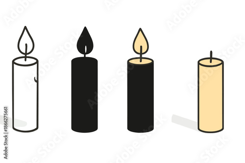 Elegant Candle Contrasts. Two candles side by side, one lit casting elongated shadow, elegant minimal contrast, first in line