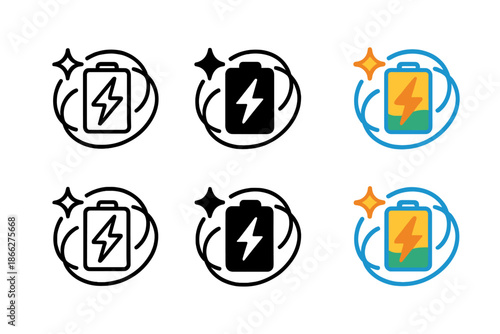 Dynamic Battery Charge. Charging battery with spark and power wave around it, dynamic modern flow, first in line style with thin