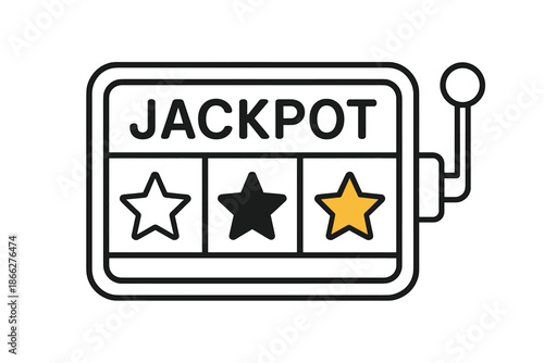 Slot Machine Stars. Slot machine display showing jackpot stars first in line style with thin outline, second in solid style filled